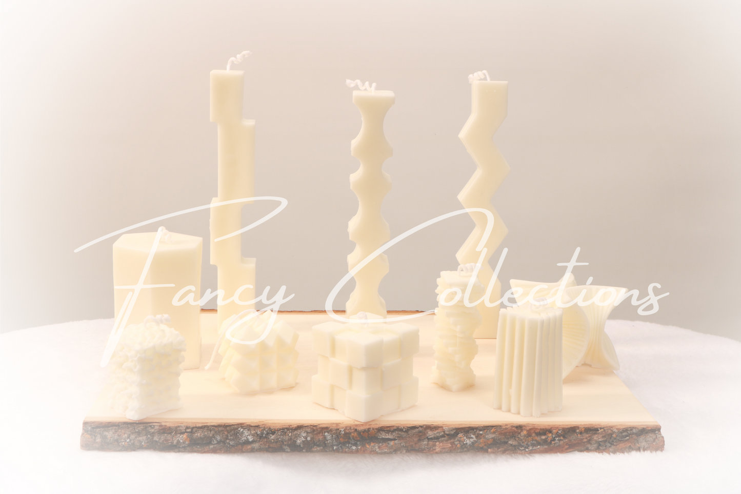 Aesthetic Luxury 3D Wavy Ribbed Pillar Shaped Candle