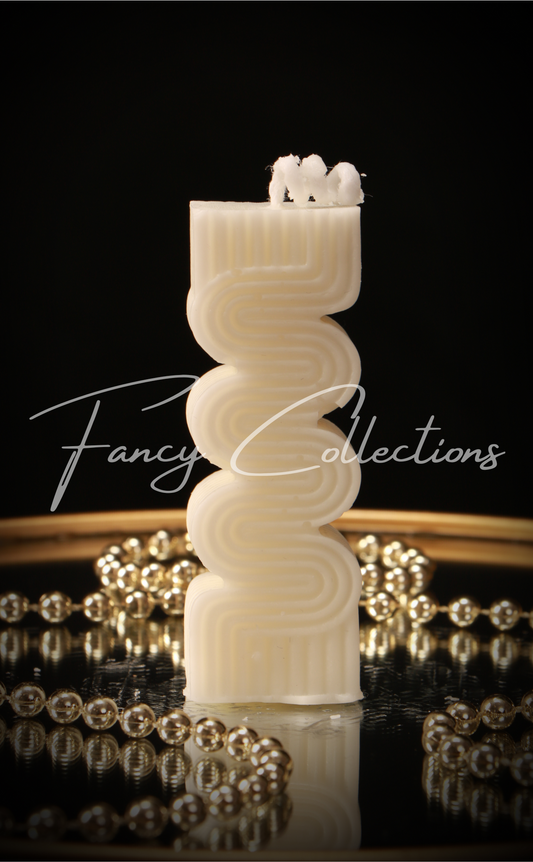 Aesthetic Luxury 3D Wavy Ribbed Pillar Shaped Candle